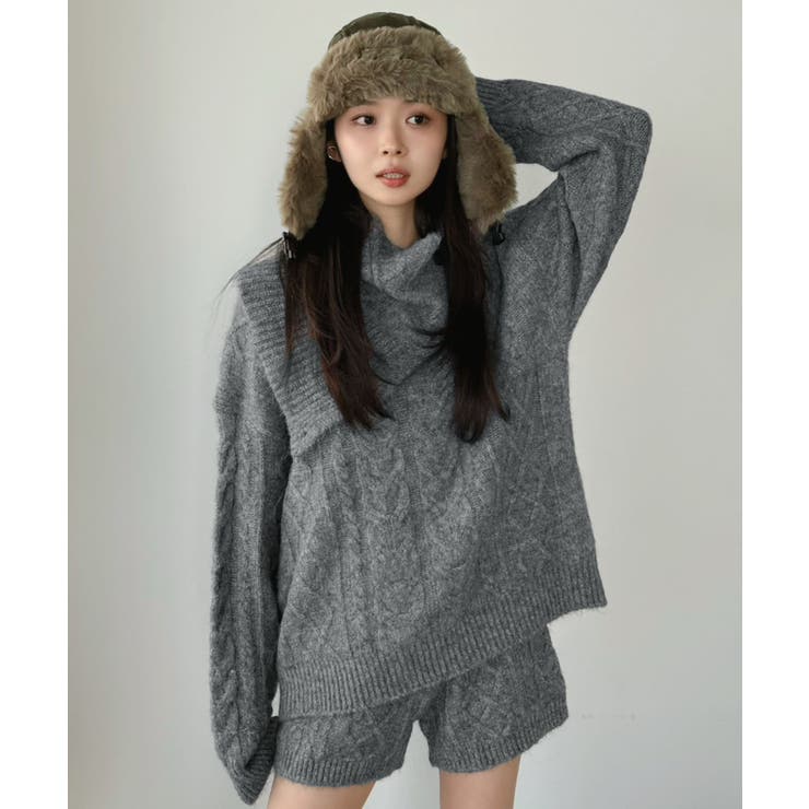 【マルチコルセット付き】ケーブルニットプルオーバー×ショートパンツセットアップ | Jewelobe | 詳細画像26 