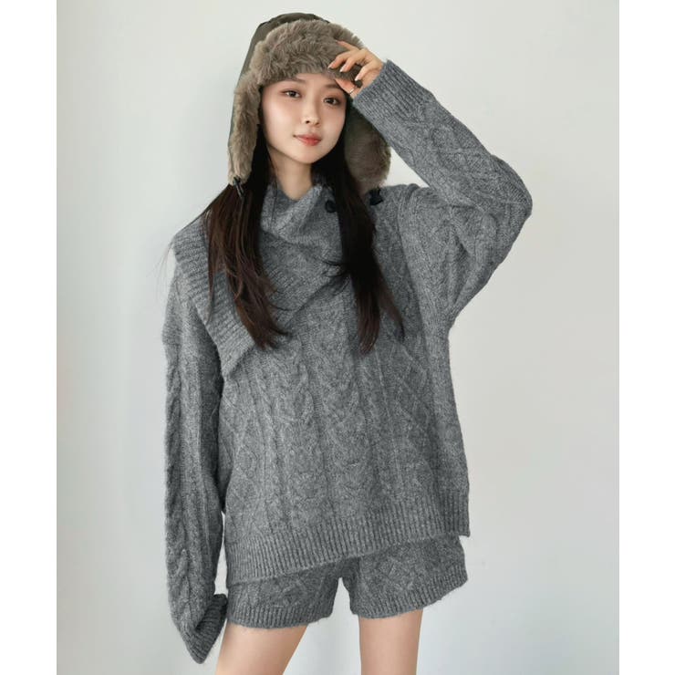 【マルチコルセット付き】ケーブルニットプルオーバー×ショートパンツセットアップ | Jewelobe | 詳細画像27 