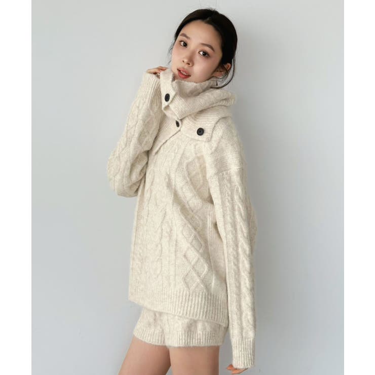 【マルチコルセット付き】ケーブルニットプルオーバー×ショートパンツセットアップ | Jewelobe | 詳細画像3 