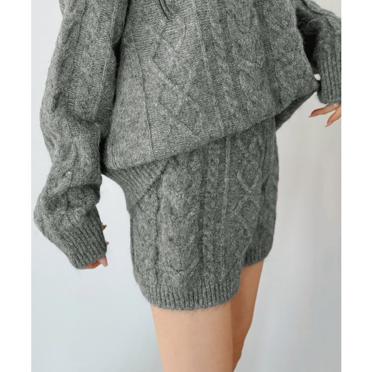 【マルチコルセット付き】ケーブルニットプルオーバー×ショートパンツセットアップ | Jewelobe | 詳細画像30 