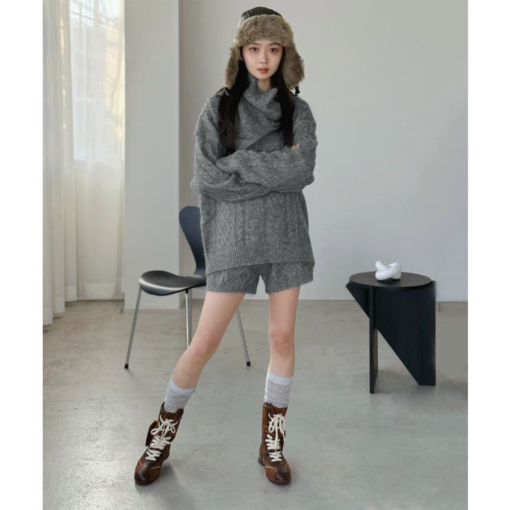 【マルチコルセット付き】ケーブルニットプルオーバー×ショートパンツセットアップ | Jewelobe | 詳細画像36 