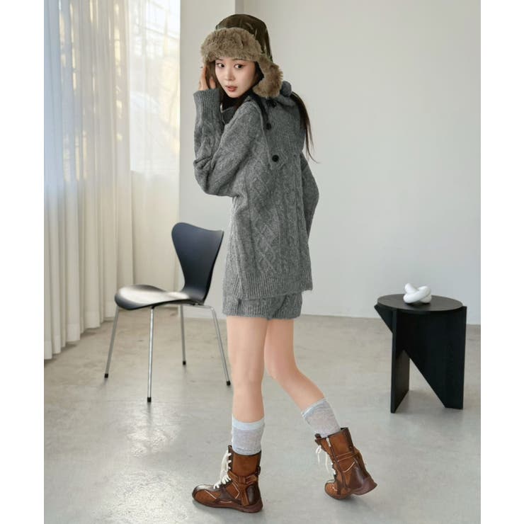 【マルチコルセット付き】ケーブルニットプルオーバー×ショートパンツセットアップ | Jewelobe | 詳細画像37 