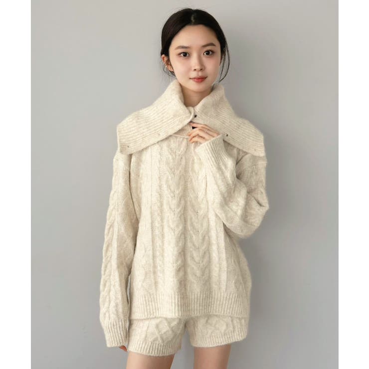 【マルチコルセット付き】ケーブルニットプルオーバー×ショートパンツセットアップ | Jewelobe | 詳細画像6 