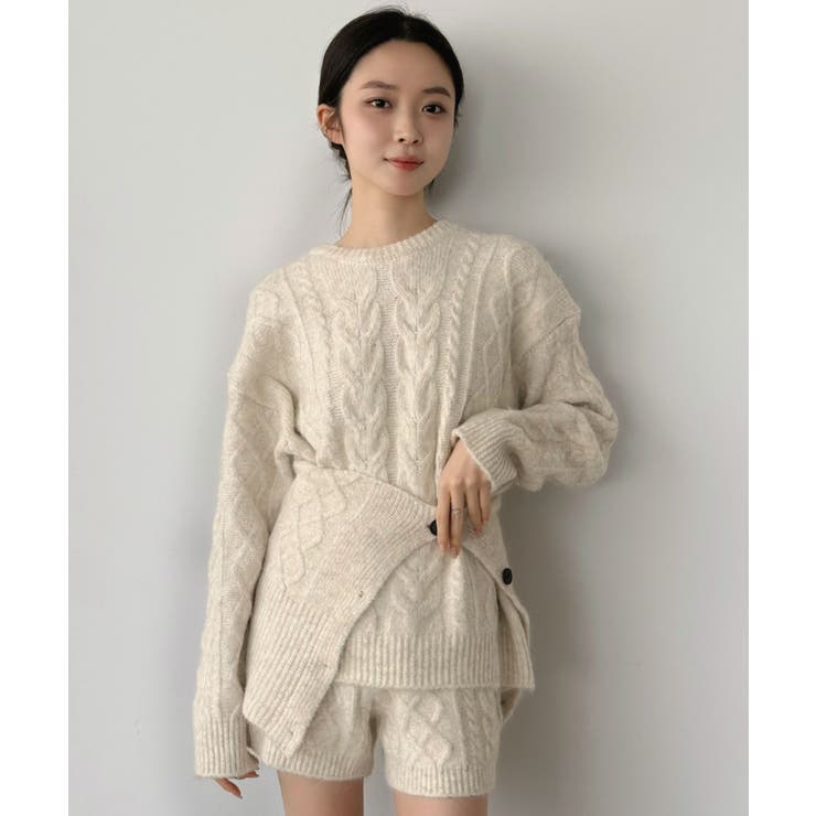 【マルチコルセット付き】ケーブルニットプルオーバー×ショートパンツセットアップ | Jewelobe | 詳細画像9 