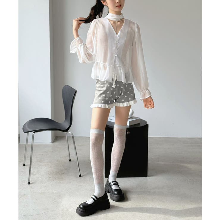 モノトーンドットフリルマイクロニットパンツ | Jewelobe | 詳細画像12 