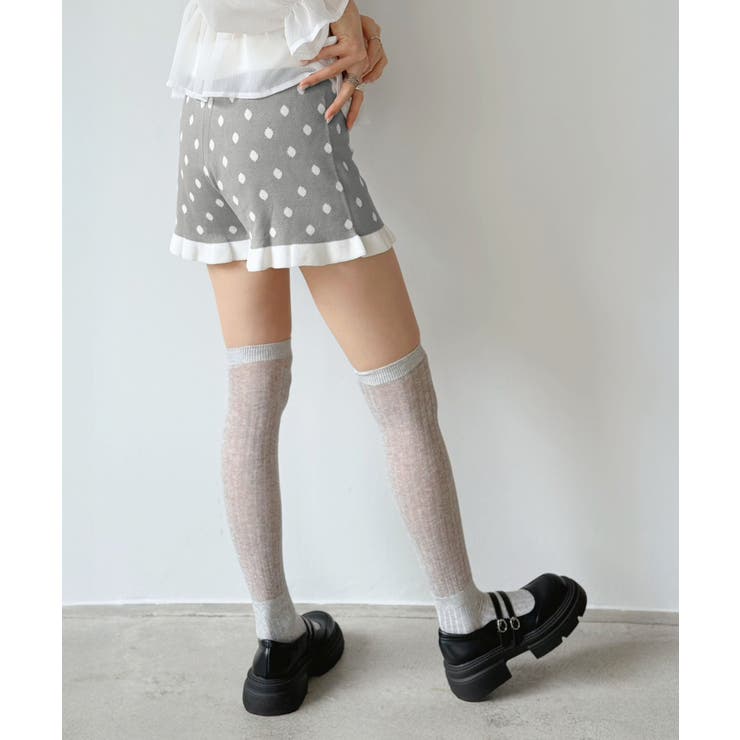 モノトーンドットフリルマイクロニットパンツ | Jewelobe | 詳細画像5 