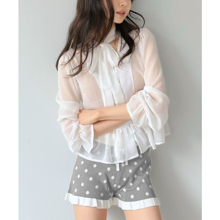 モノトーンドットフリルマイクロニットパンツ | Jewelobe | 詳細画像6 