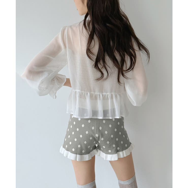 モノトーンドットフリルマイクロニットパンツ | Jewelobe | 詳細画像7 