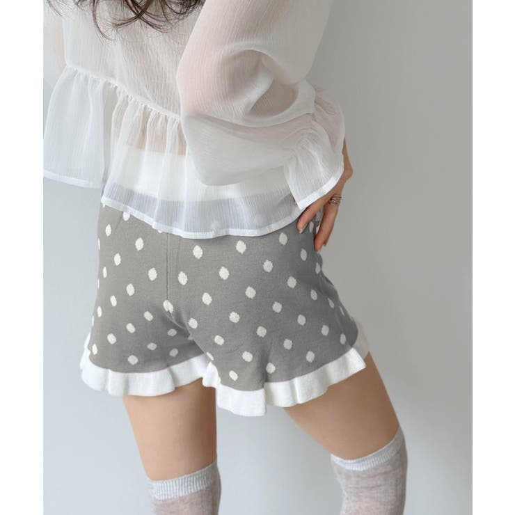 モノトーンドットフリルマイクロニットパンツ | Jewelobe | 詳細画像8 