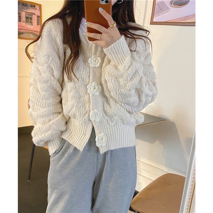 フラワーモチーフモコモコカーディガン 品番 Jlbw Jewelobe ジュエローブ のレディース ファッション通販 Shoplist ショップリスト