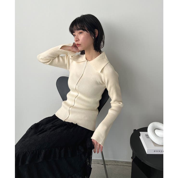 ワイドカラーダブルジップフィットニット | Jewelobe | 詳細画像6 