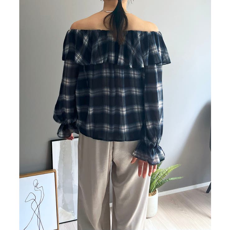 ラッフルカラー2wayチェックブラウス | Jewelobe | 詳細画像20 