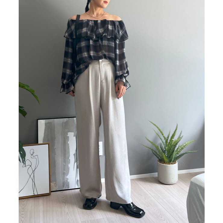 ラッフルカラー2wayチェックブラウス | Jewelobe | 詳細画像21 