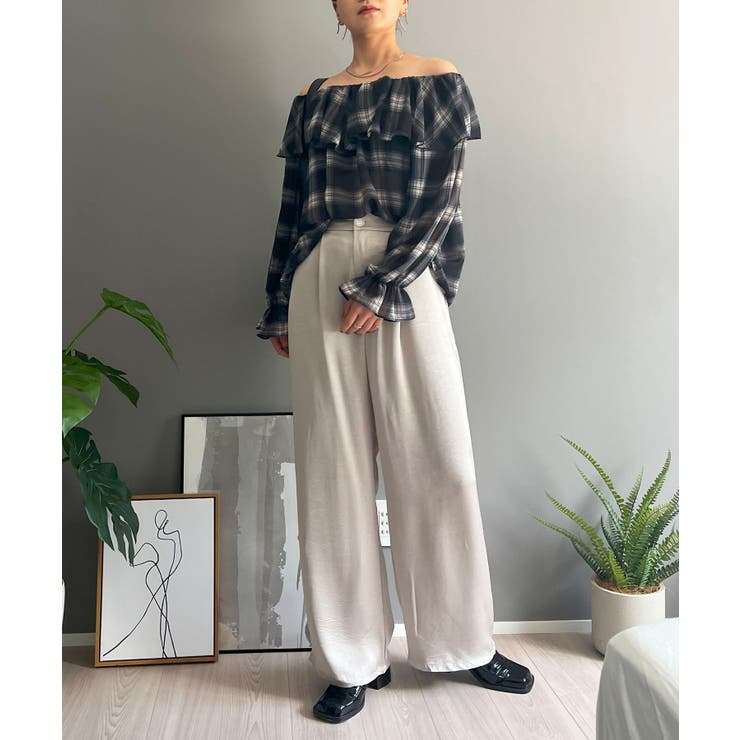 ラッフルカラー2wayチェックブラウス | Jewelobe | 詳細画像22 