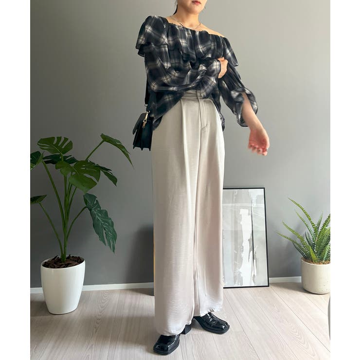 ラッフルカラー2wayチェックブラウス | Jewelobe | 詳細画像23 