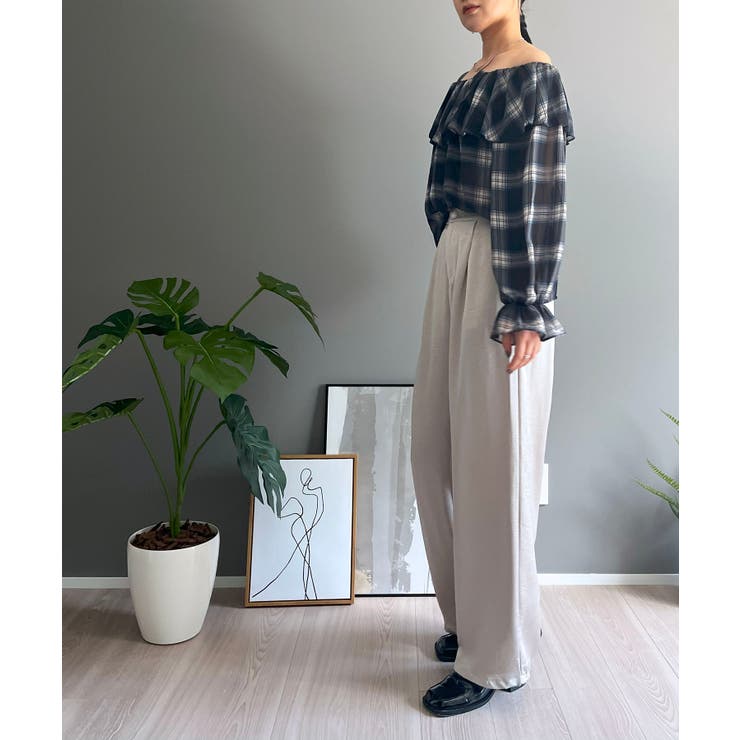 ラッフルカラー2wayチェックブラウス | Jewelobe | 詳細画像24 