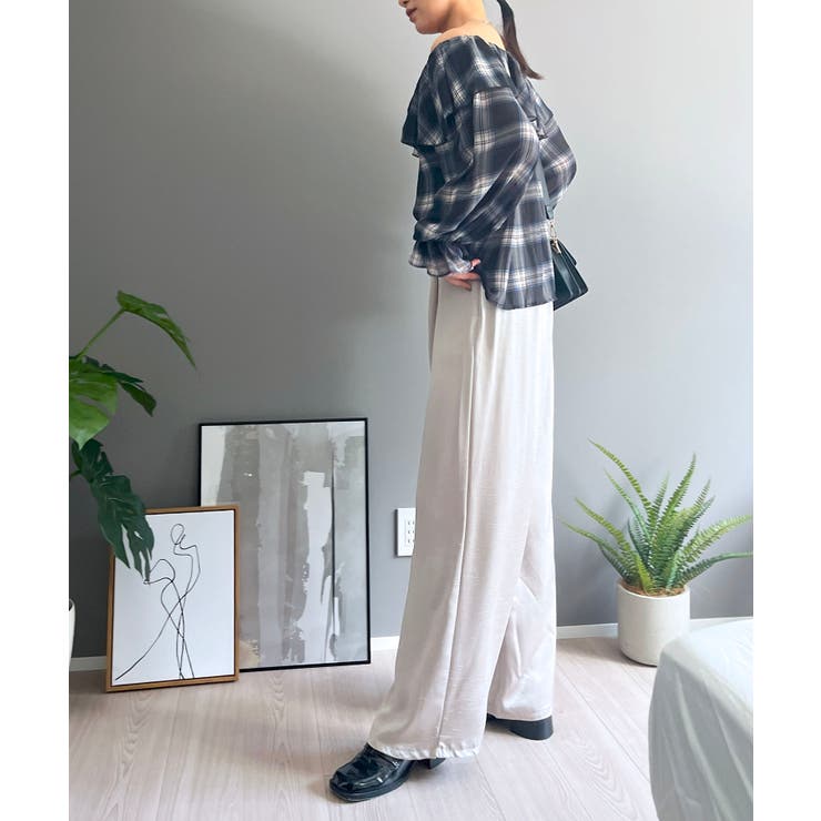 ラッフルカラー2wayチェックブラウス | Jewelobe | 詳細画像25 