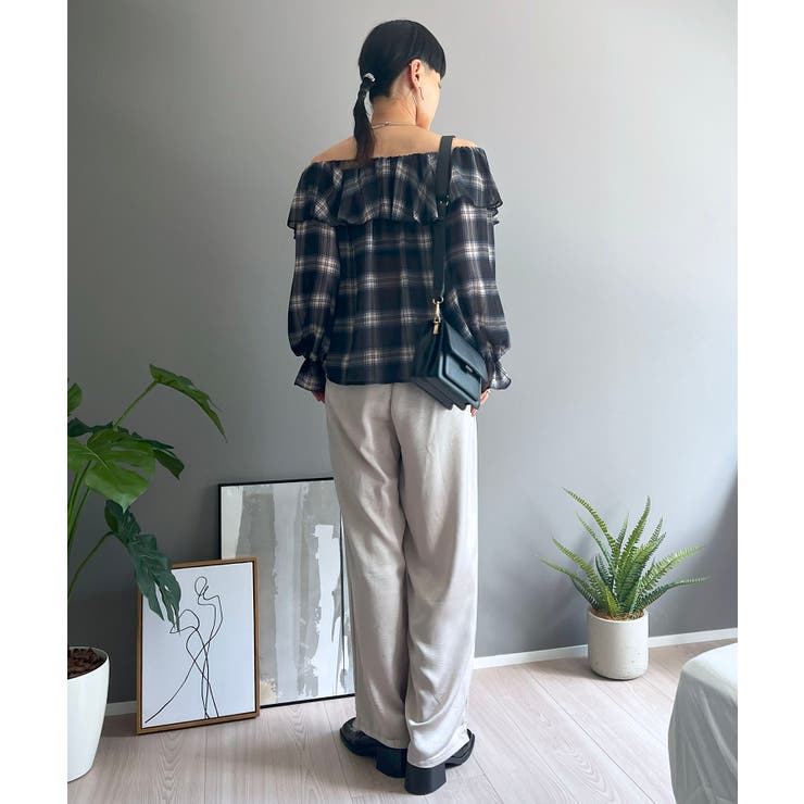 ラッフルカラー2wayチェックブラウス | Jewelobe | 詳細画像26 