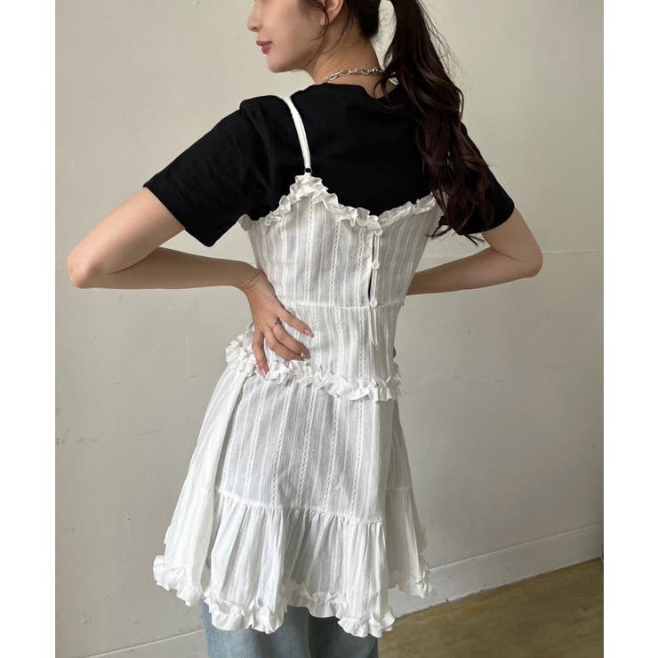 フリル×コットンストライプビスチェディテールキャミチュニック | Jewelobe | 詳細画像2 