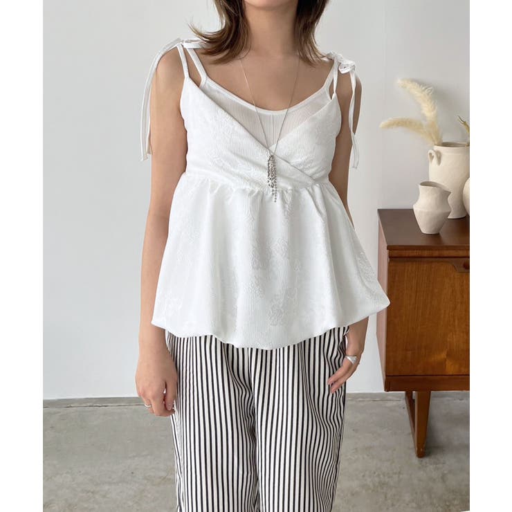 ホワイト | ジャガードバルーンキャミチュニック | Jewelobe