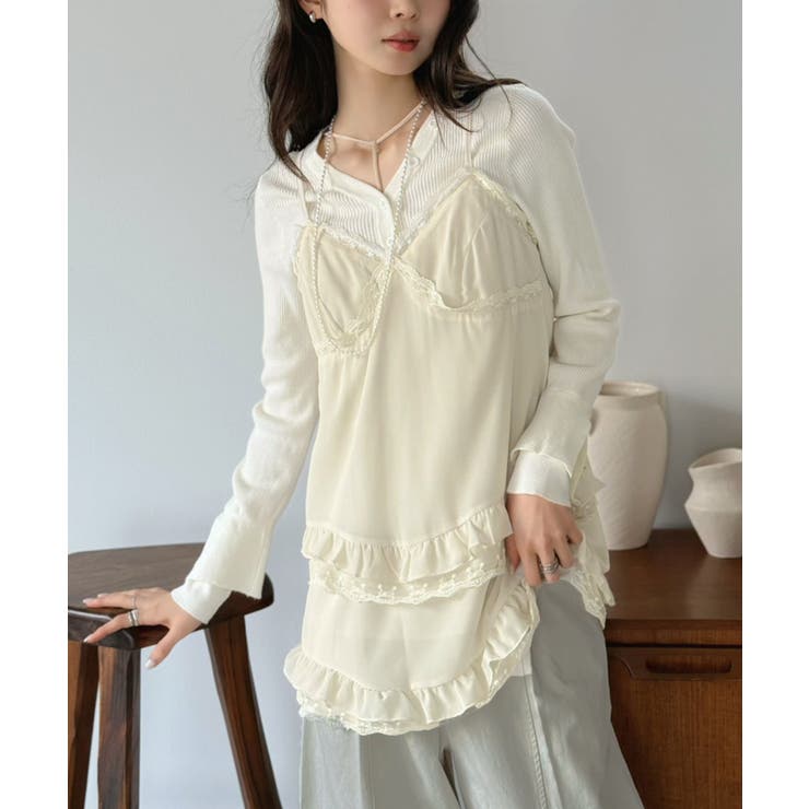シフォン×レースフリルキャミチュニック | Jewelobe | 詳細画像5 