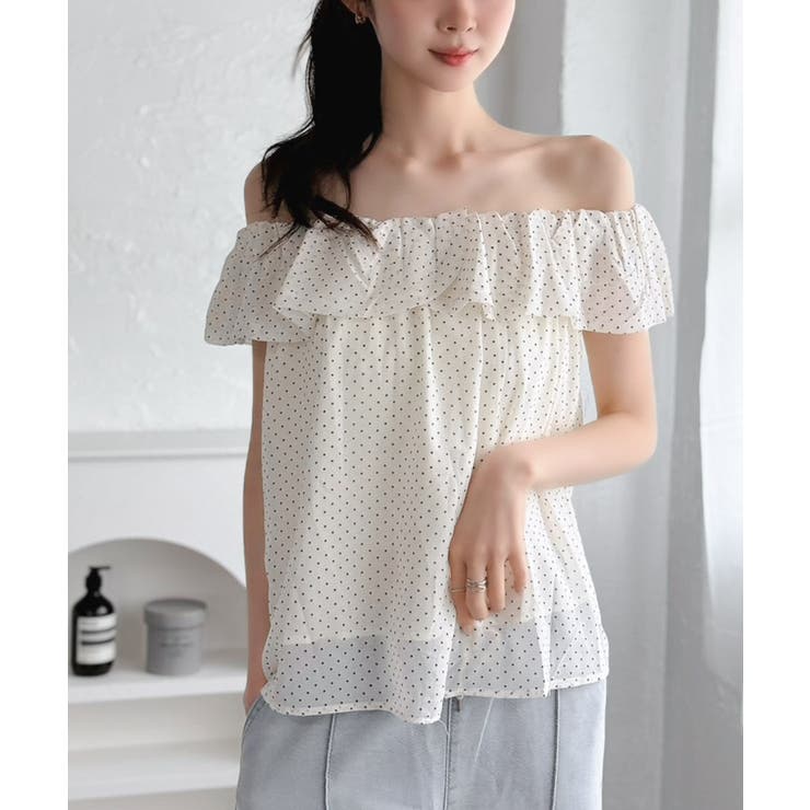 ドットフリル ボウタイブラウス | Jewelobe | 詳細画像14 