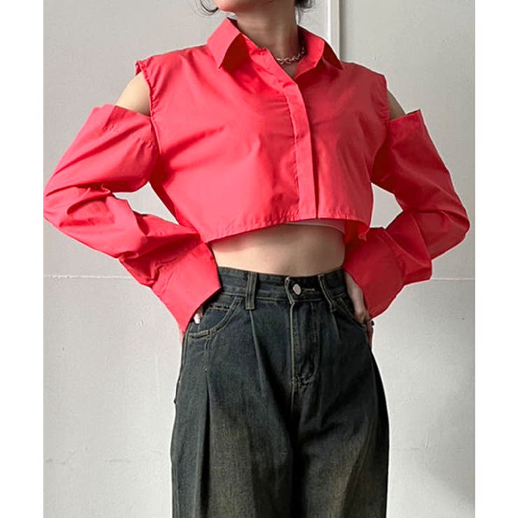 ショルダーカットアウトクロップドシャツ | Jewelobe | 詳細画像10 