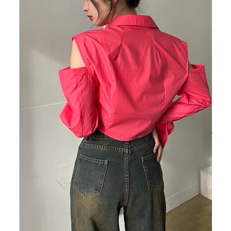 ショルダーカットアウトクロップドシャツ | Jewelobe | 詳細画像13 