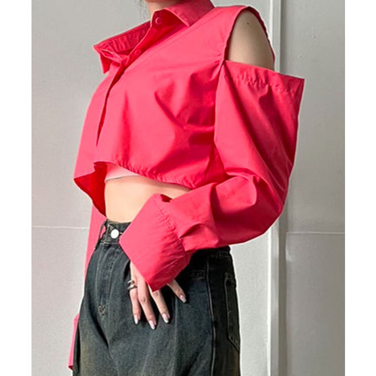 ショルダーカットアウトクロップドシャツ | Jewelobe | 詳細画像14 