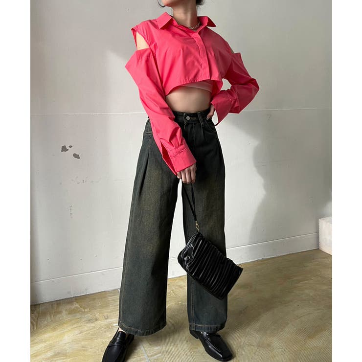 ショルダーカットアウトクロップドシャツ | Jewelobe | 詳細画像17 