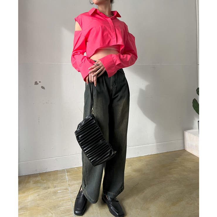 ショルダーカットアウトクロップドシャツ | Jewelobe | 詳細画像18 