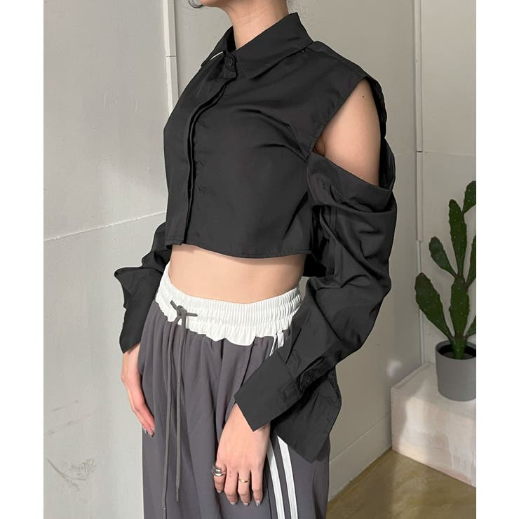 ショルダーカットアウトクロップドシャツ | Jewelobe | 詳細画像19 