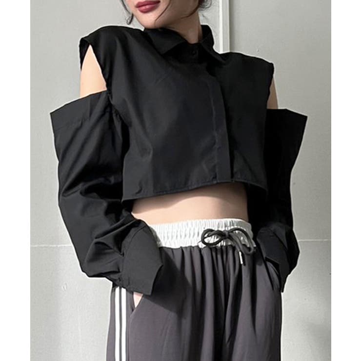 ショルダーカットアウトクロップドシャツ | Jewelobe | 詳細画像20 