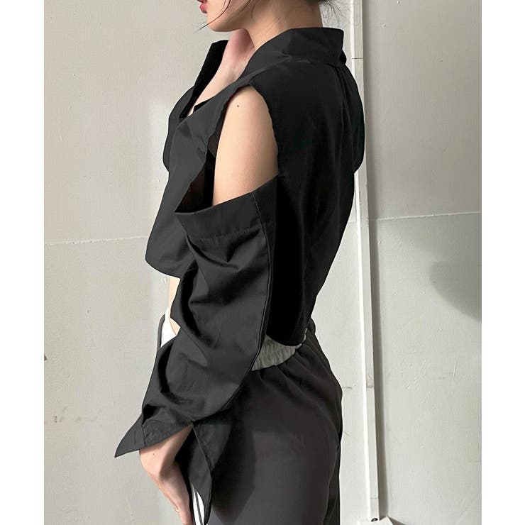 ショルダーカットアウトクロップドシャツ | Jewelobe | 詳細画像21 