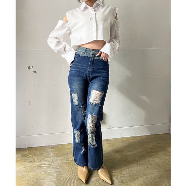 ショルダーカットアウトクロップドシャツ | Jewelobe | 詳細画像8 