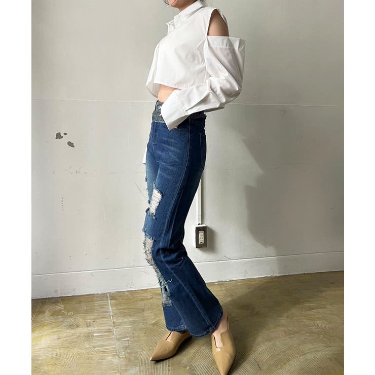 ショルダーカットアウトクロップドシャツ | Jewelobe | 詳細画像9 