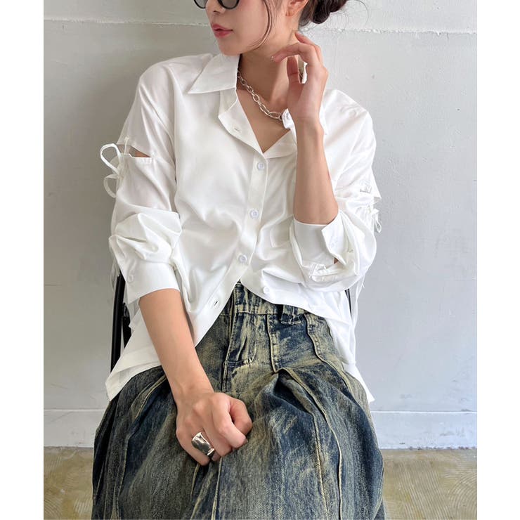 スリーブスラッシュオーバーサイズシャツ | Jewelobe | 詳細画像6 