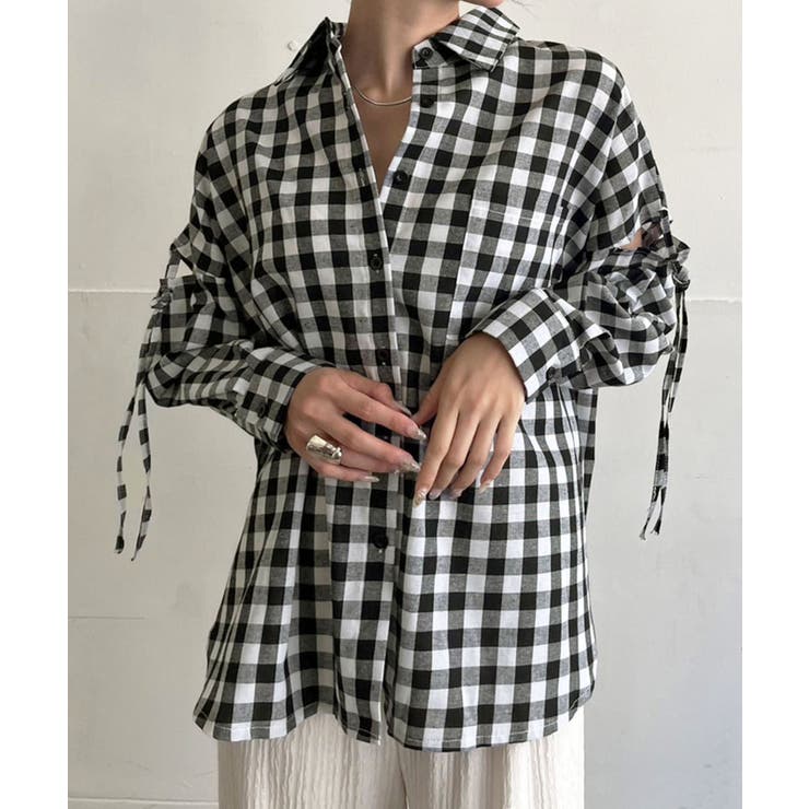 ブラックミックス | スリーブスラッシュオーバーサイズシャツ | Jewelobe