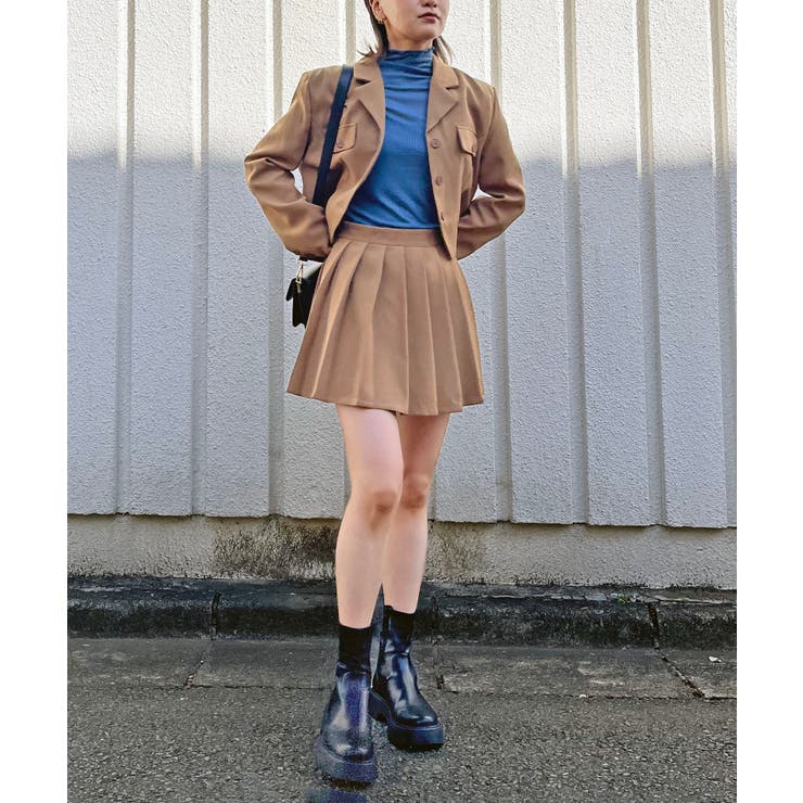 コンパクトジャケット×プリーツミニスカートセットアップ[品番