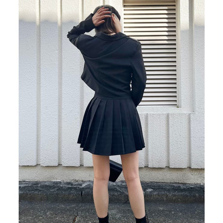 コンパクトジャケット×プリーツミニスカートセットアップ[品番