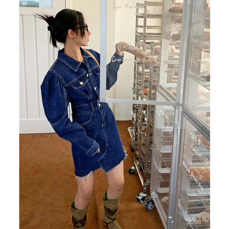 パワーショルダーミニデニムワンピース | Jewelobe | 詳細画像10 