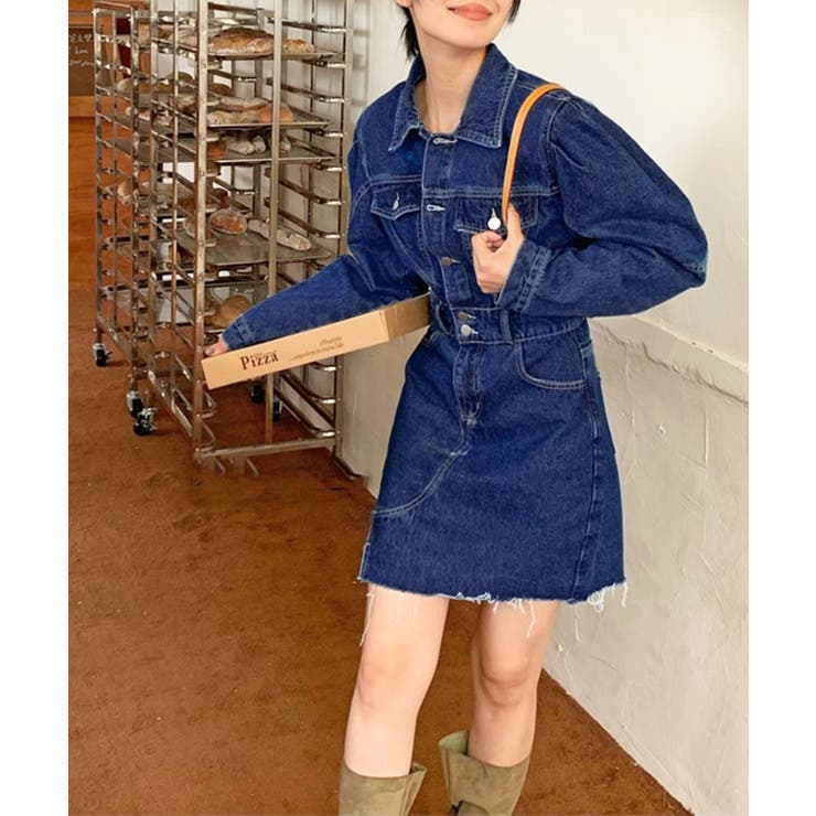 パワーショルダーミニデニムワンピース | Jewelobe | 詳細画像13 