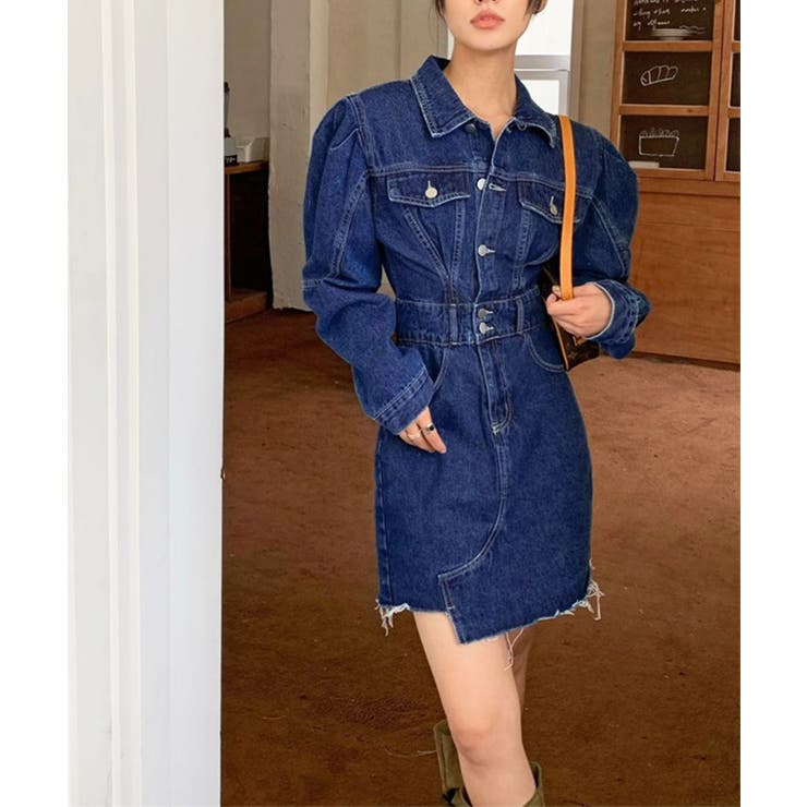 パワーショルダーミニデニムワンピース | Jewelobe | 詳細画像14 