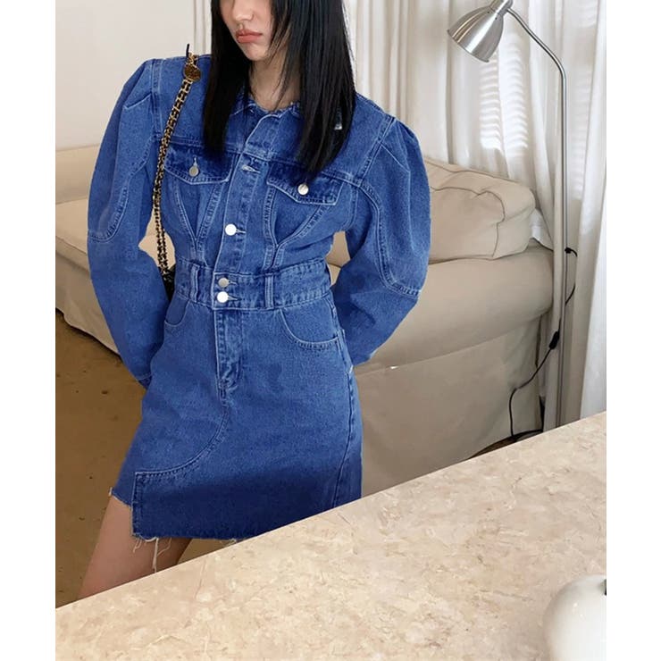 パワーショルダーミニデニムワンピース | Jewelobe | 詳細画像4 
