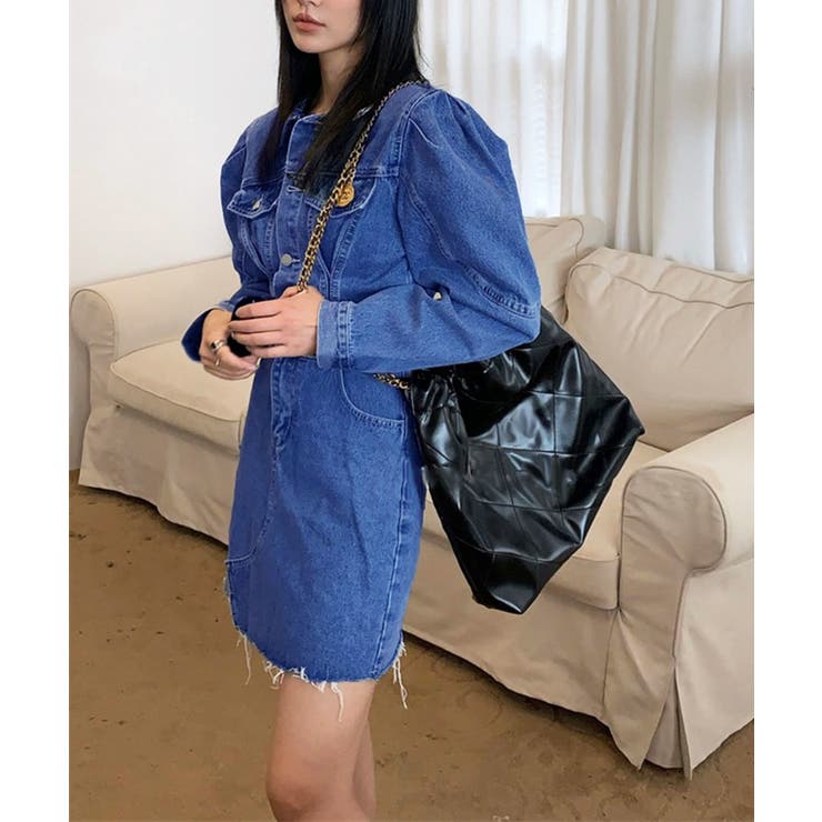 パワーショルダーミニデニムワンピース | Jewelobe | 詳細画像5 