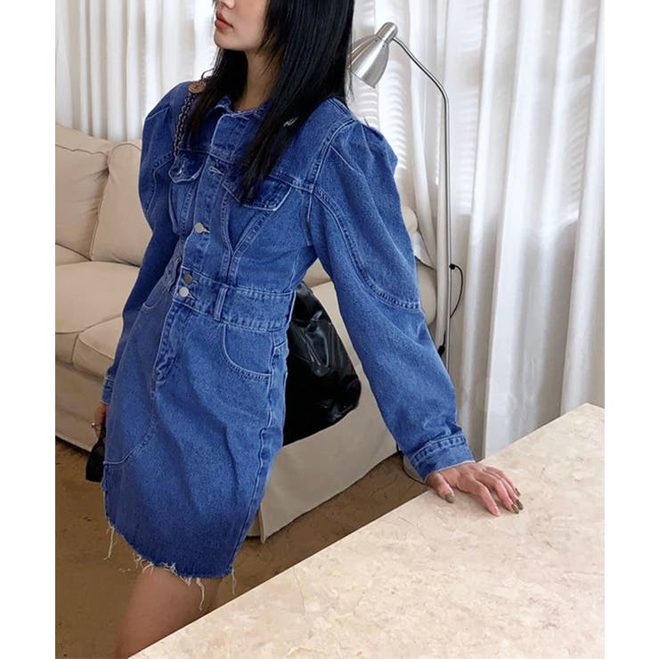パワーショルダーミニデニムワンピース | Jewelobe | 詳細画像7 