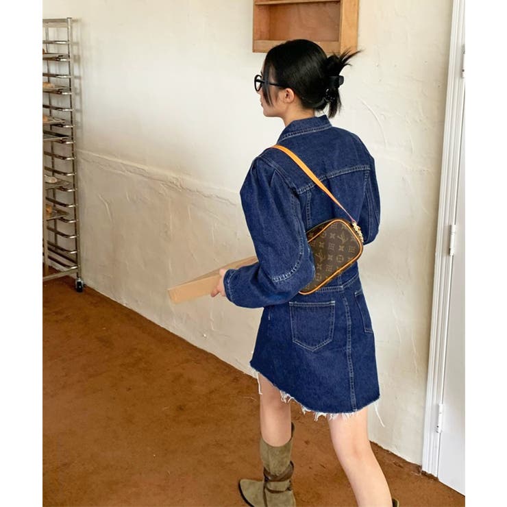 パワーショルダーミニデニムワンピース | Jewelobe | 詳細画像9 