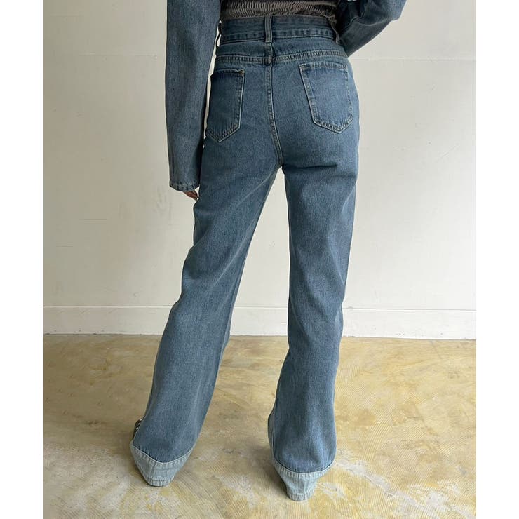 クロップドテーラージャケット×ベルボトムルーズパンツ デニムセットアップ | Jewelobe | 詳細画像8 