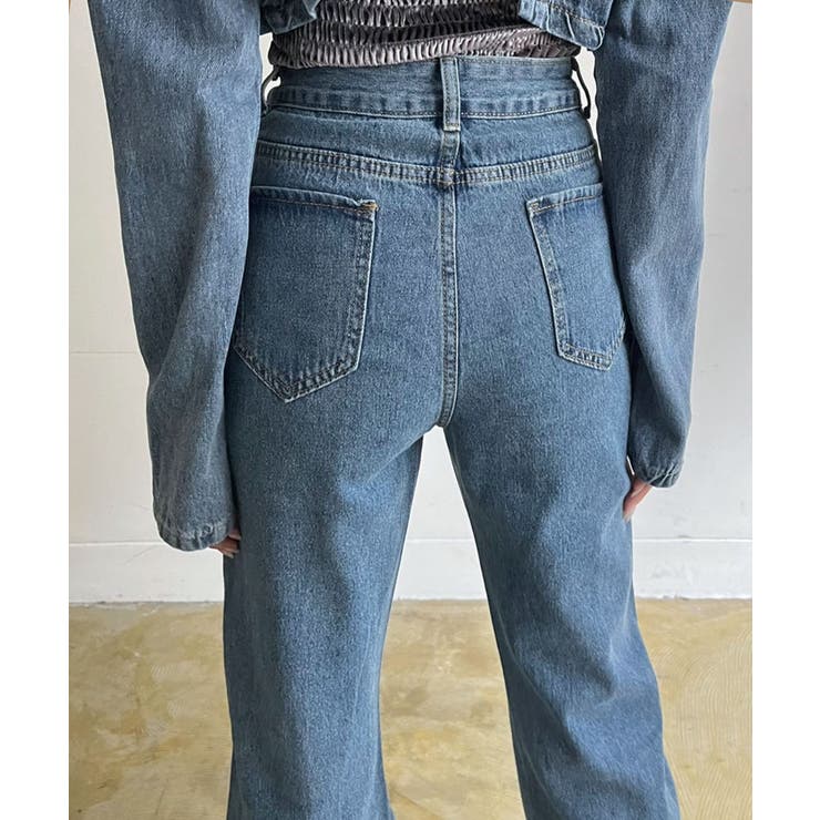 クロップドテーラージャケット×ベルボトムルーズパンツ デニムセットアップ | Jewelobe | 詳細画像9 