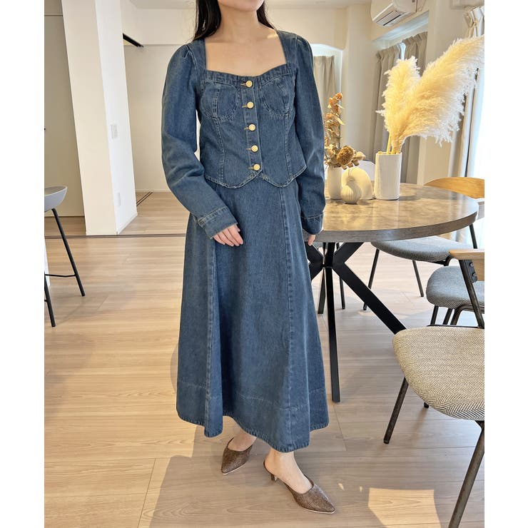 ビスチェジャケット×フレアスカート デニムセットアップ | Jewelobe | 詳細画像11 